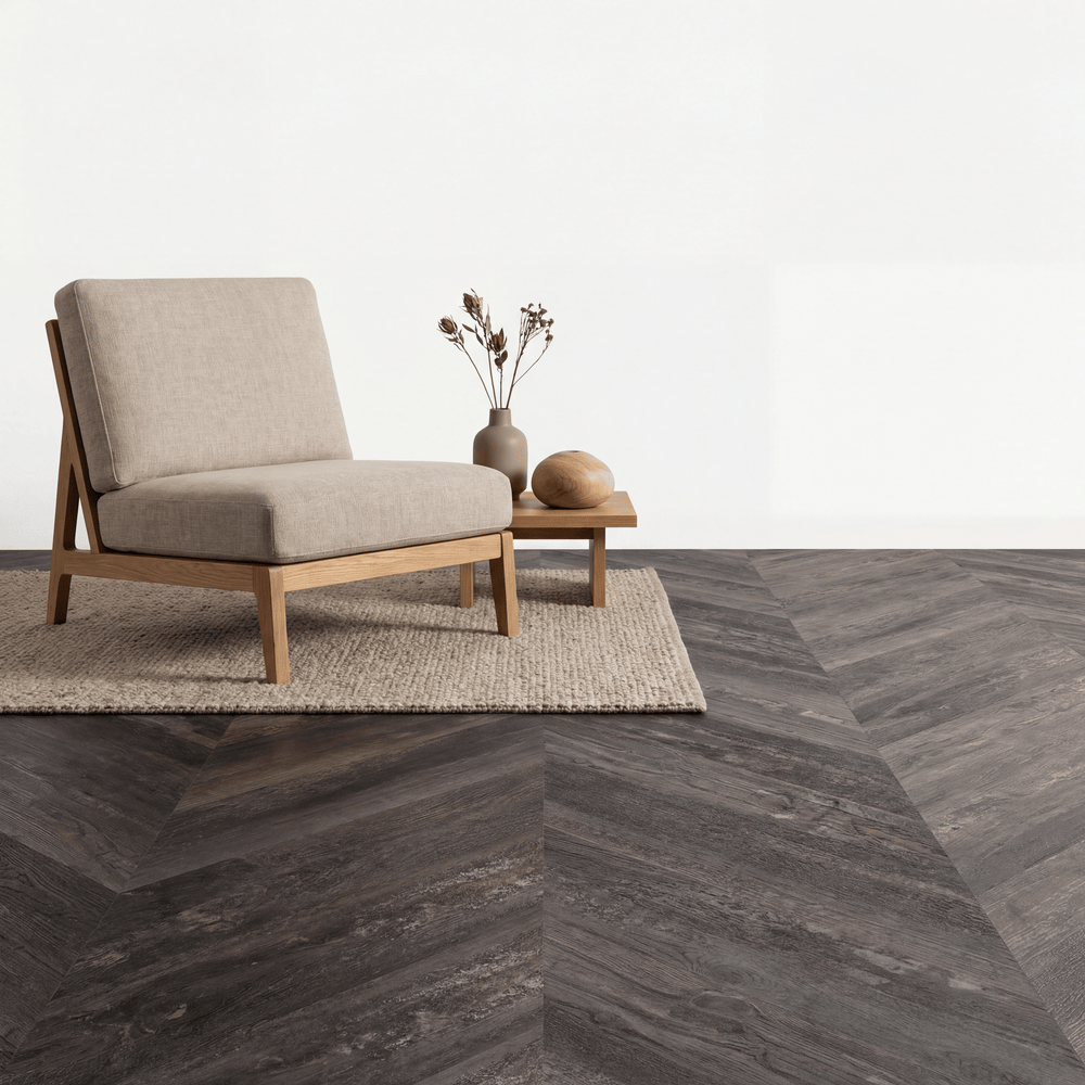 Lux Tenebrae Chevron Charred Black Oak Plak PVC - Vloerenbeer
