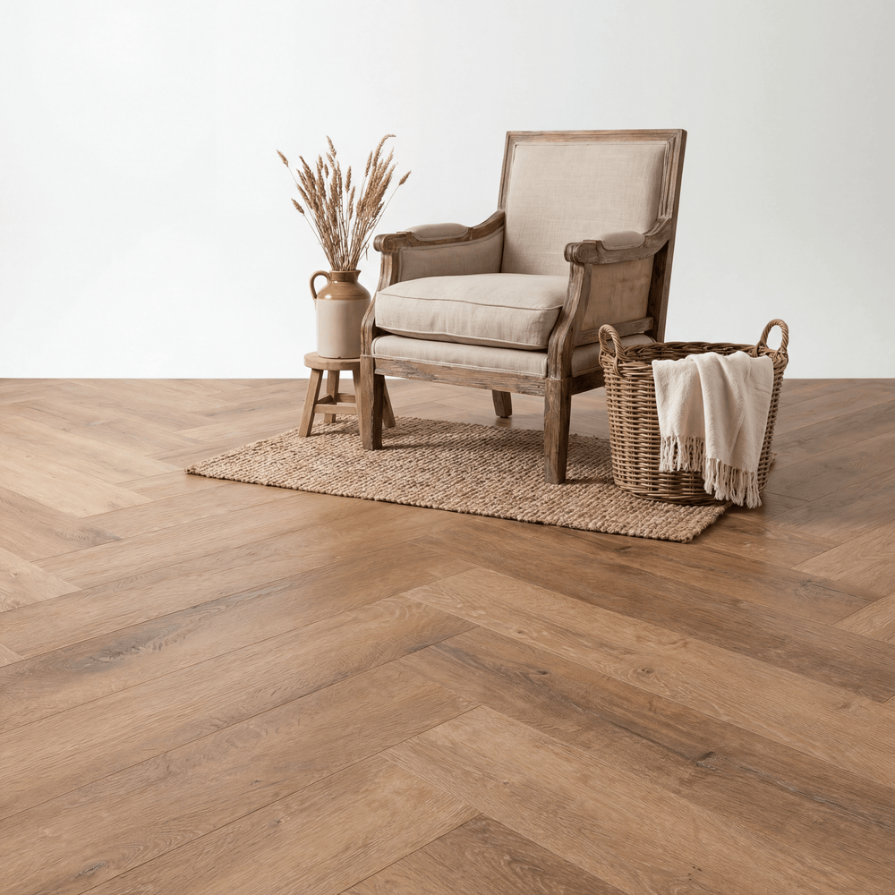 Lux Tenebrae Visgraat Warm Oak Plak PVC - Vloerenbeer