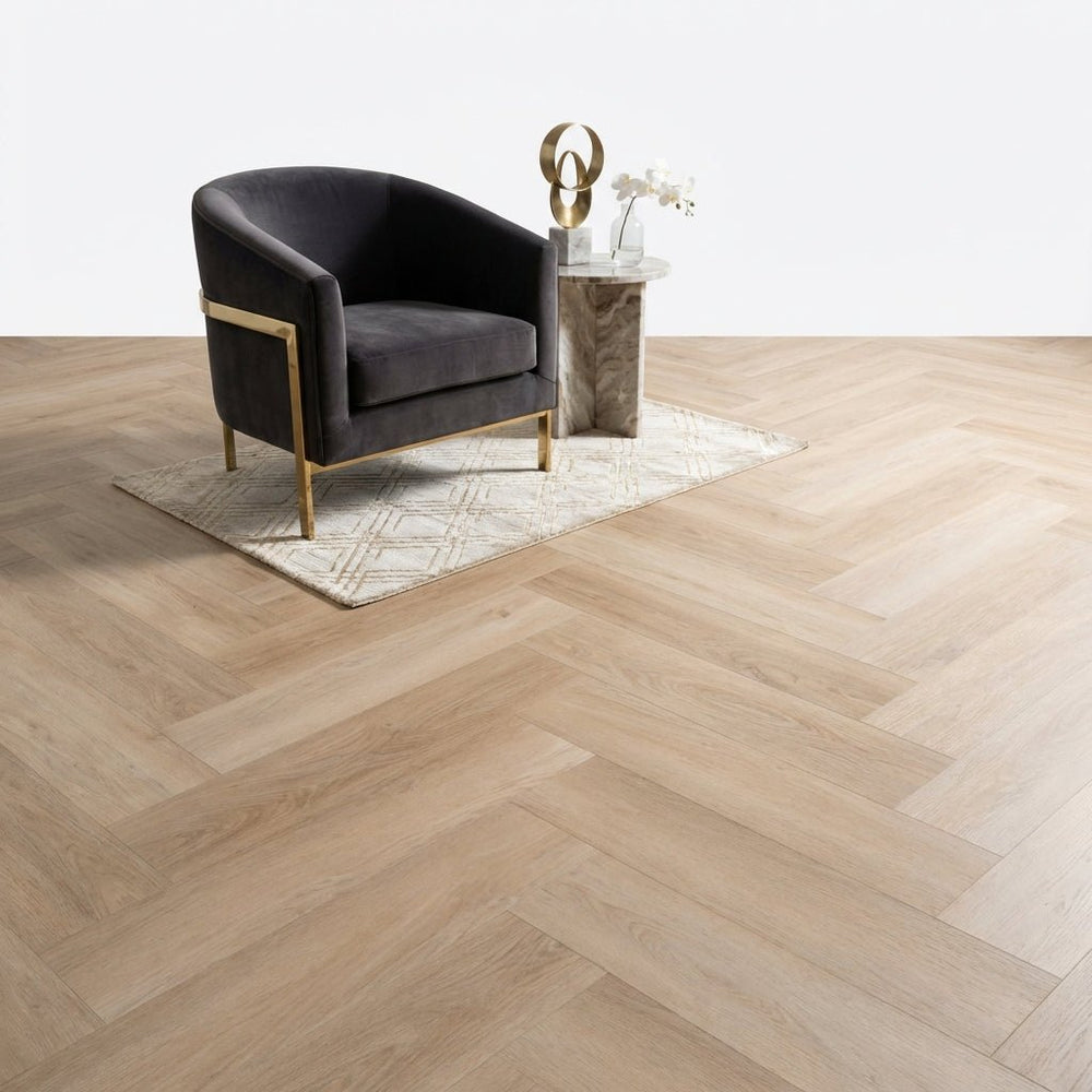 Madera Visgraat White Wash Smoky Plak PVC - Vloerenbeer