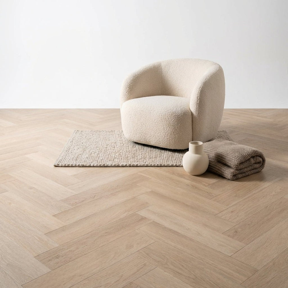 Madera Visgraat White Wash Smoky Plak PVC - Vloerenbeer