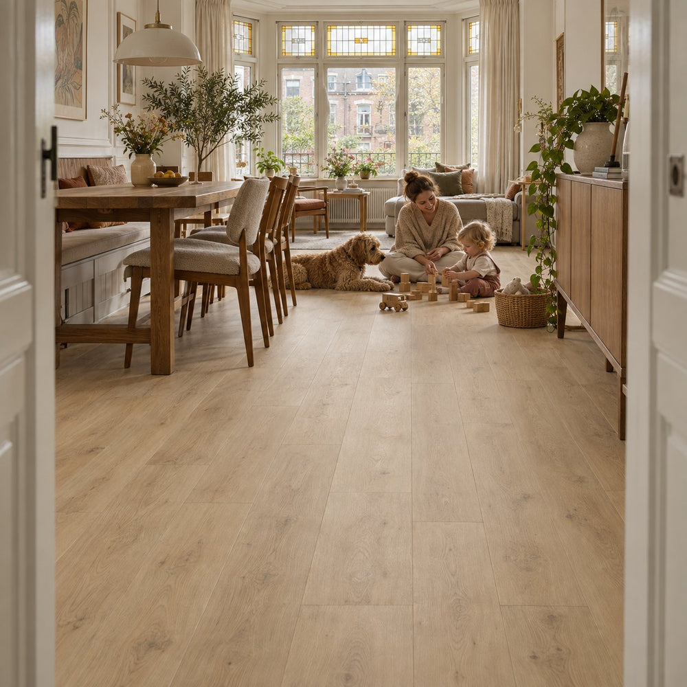 Corvina Perle Ultra Mat Waterbestendig 7.5mm Laminaat in een Nederlands interieur