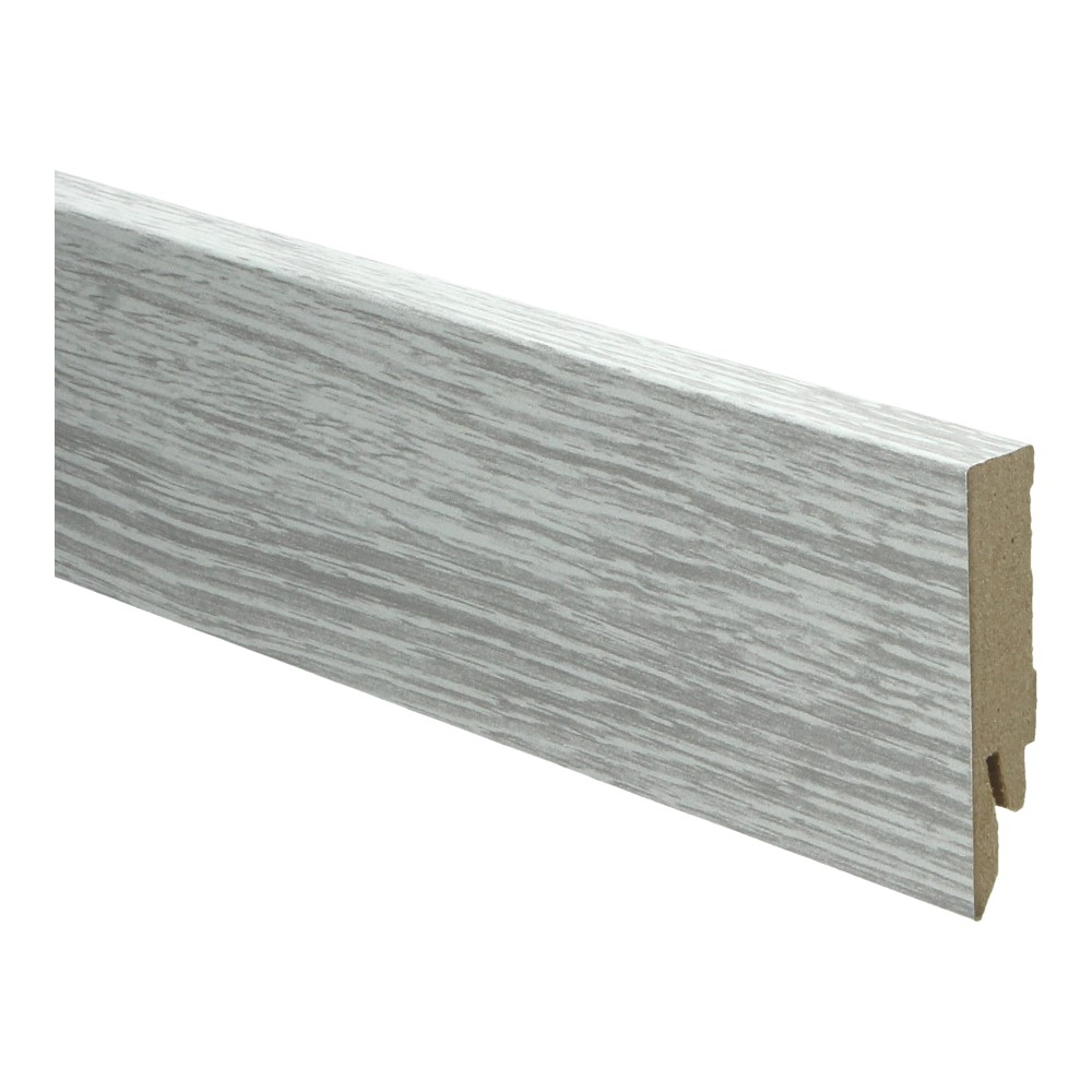 Plinthe droite plaquée 70x14 chêne patiné gris