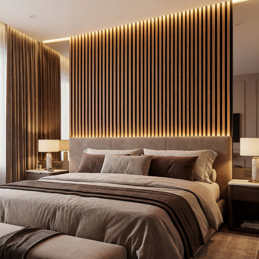 Akoestische Wandpaneel Teak 2800x600x19mm