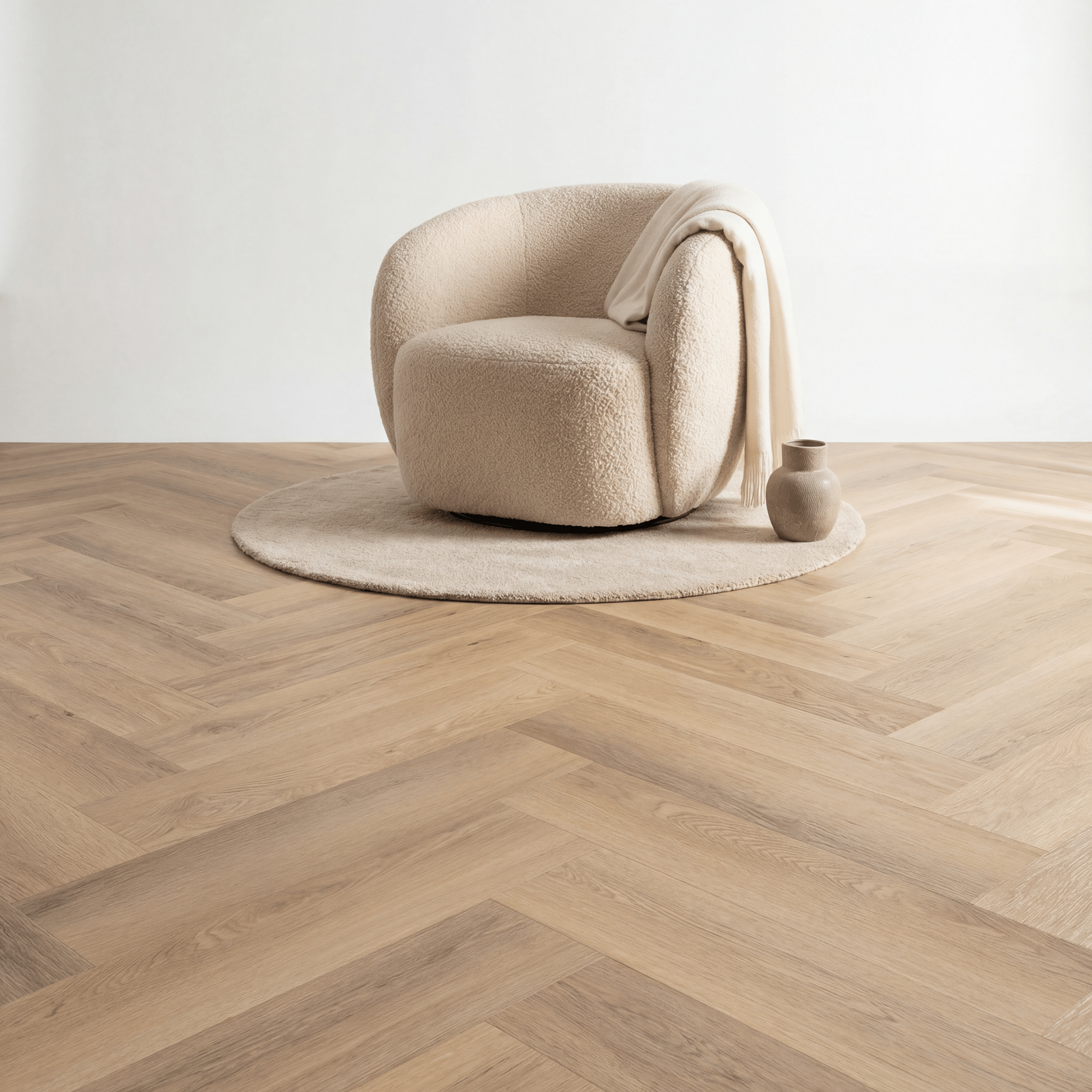 Altessa Visgraat Beige Plak PVC - Vloerenbeer