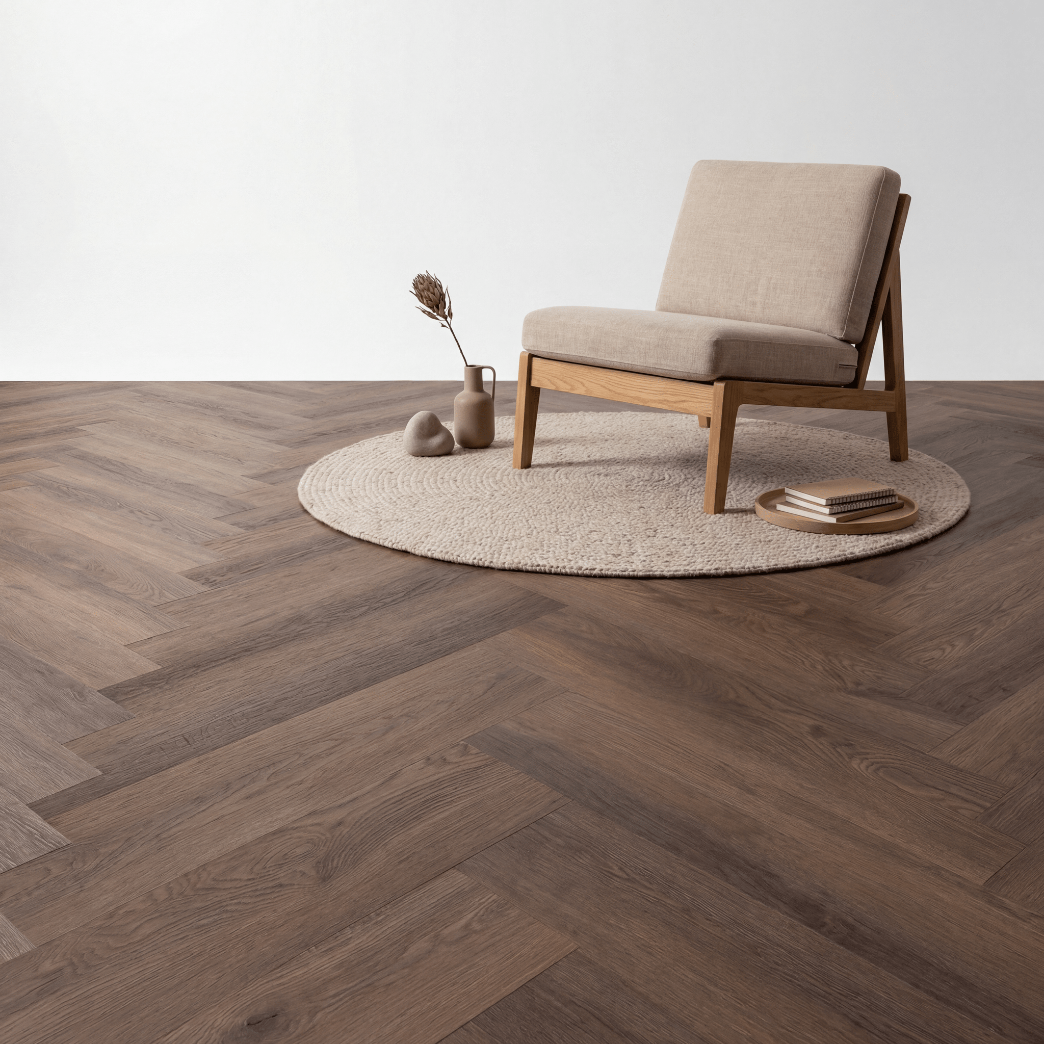 Altessa Visgraat Brown Plak PVC - Vloerenbeer
