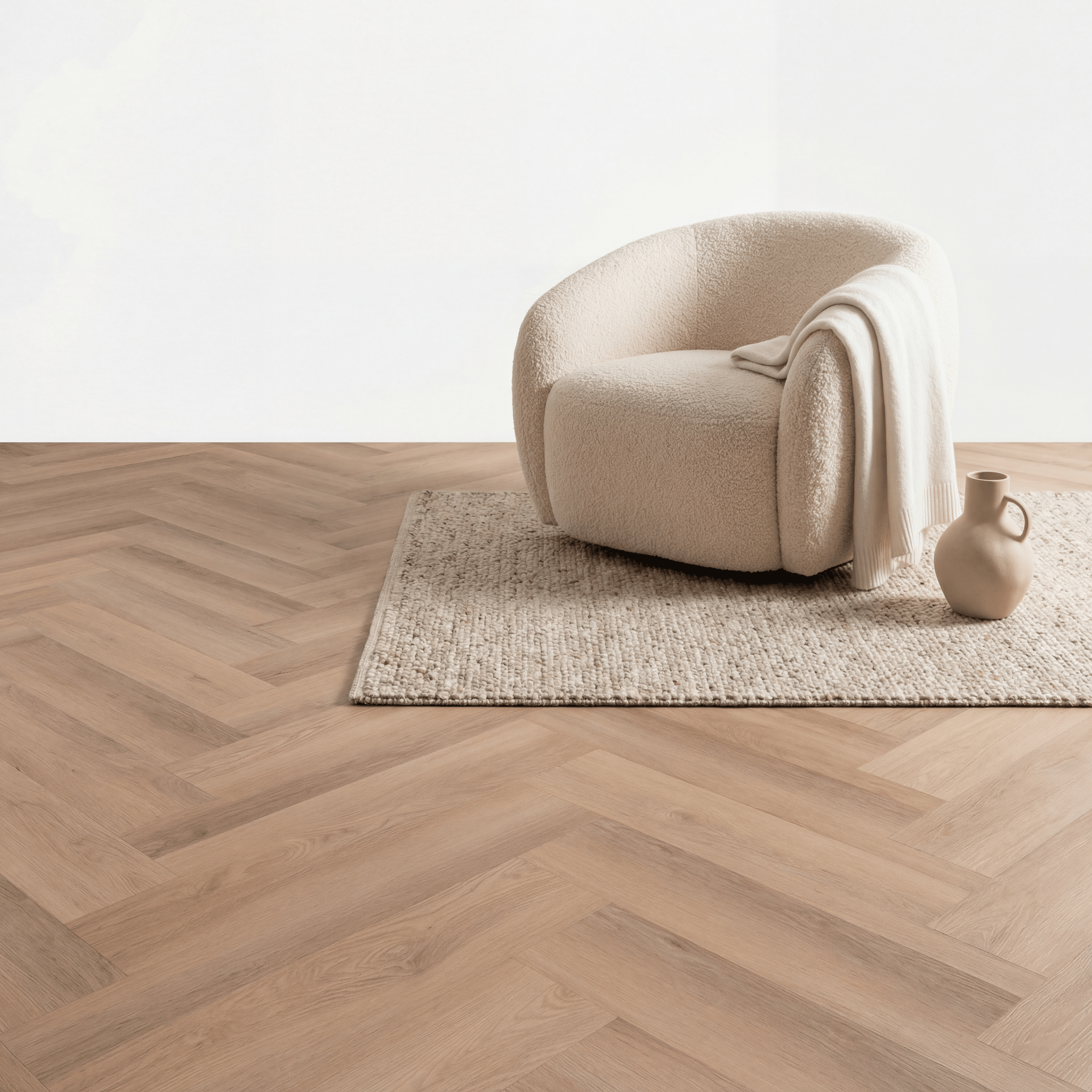 Altessa Visgraat White Wash Smoky Plak PVC - Vloerenbeer