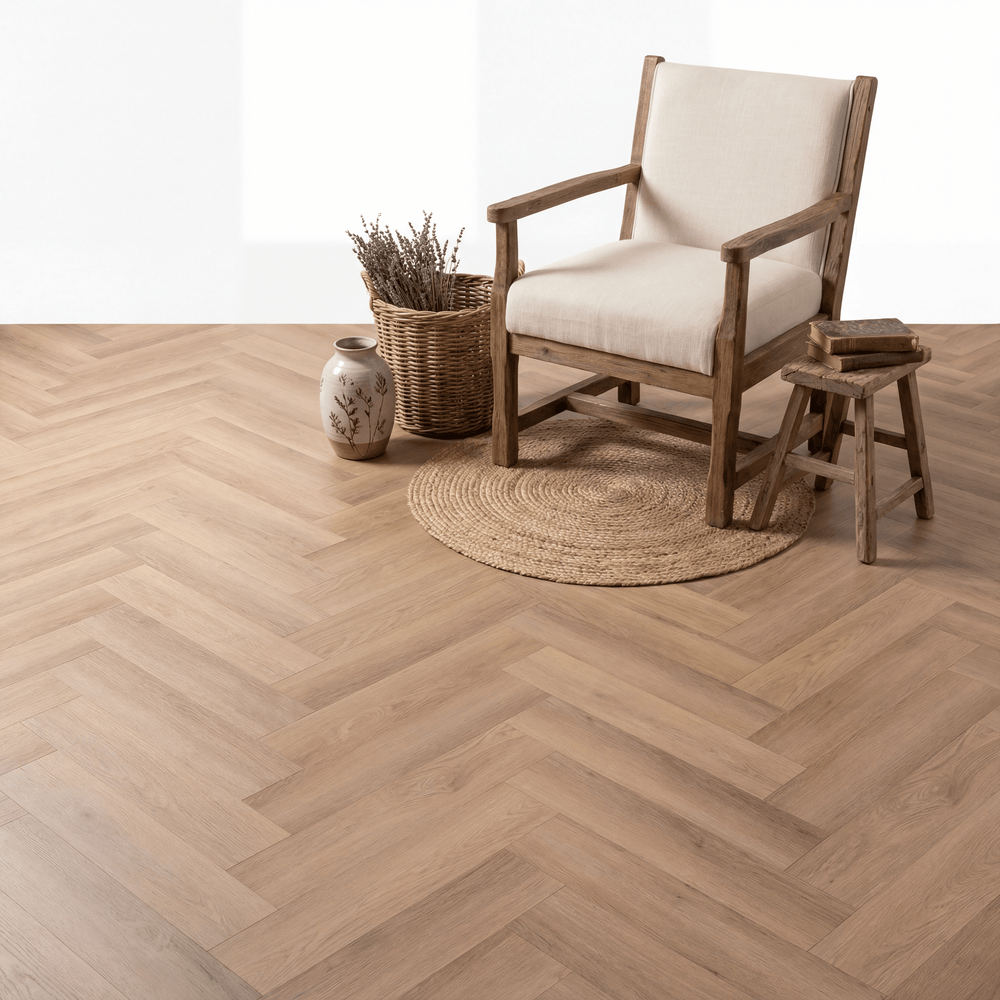 Altessa Visgraat White Wash Smoky Plak PVC - Vloerenbeer