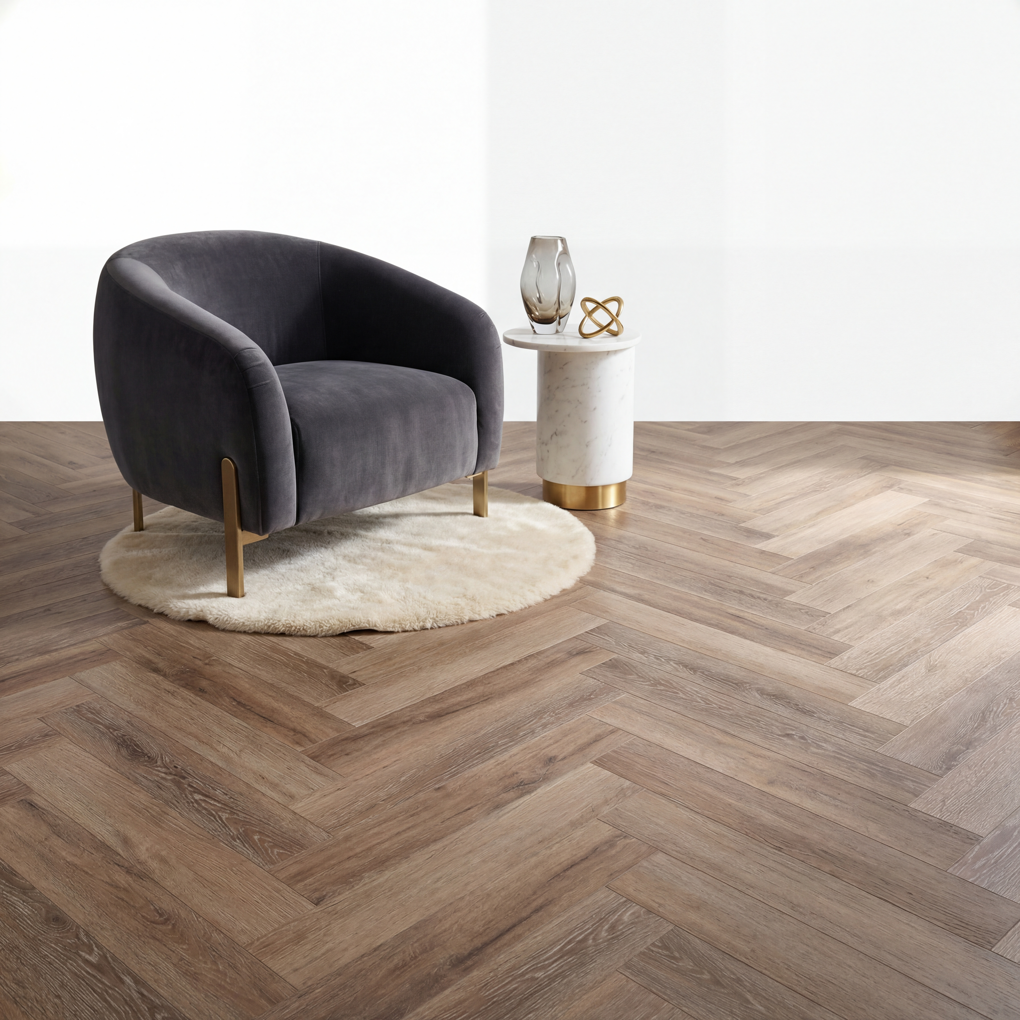 Lux Tenebrae Chevron Chêne Foncé Lames PVC