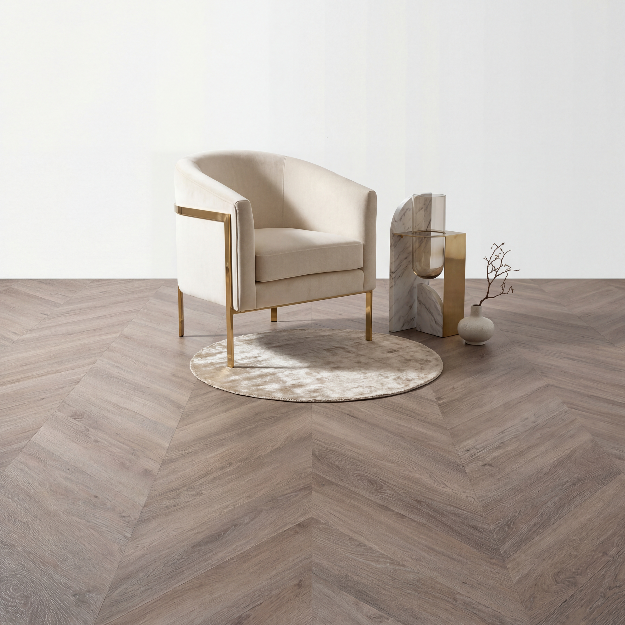 Lux Tenebrae Chevron Chêne Fumé PVC en Planches