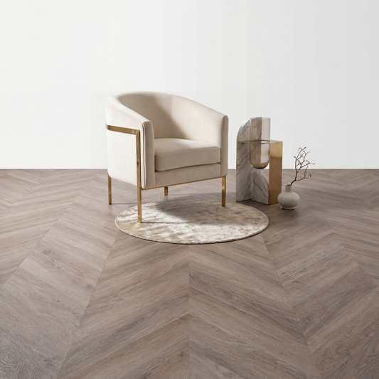 Lux Tenebrae Chevron Chêne Fumé PVC en Planches