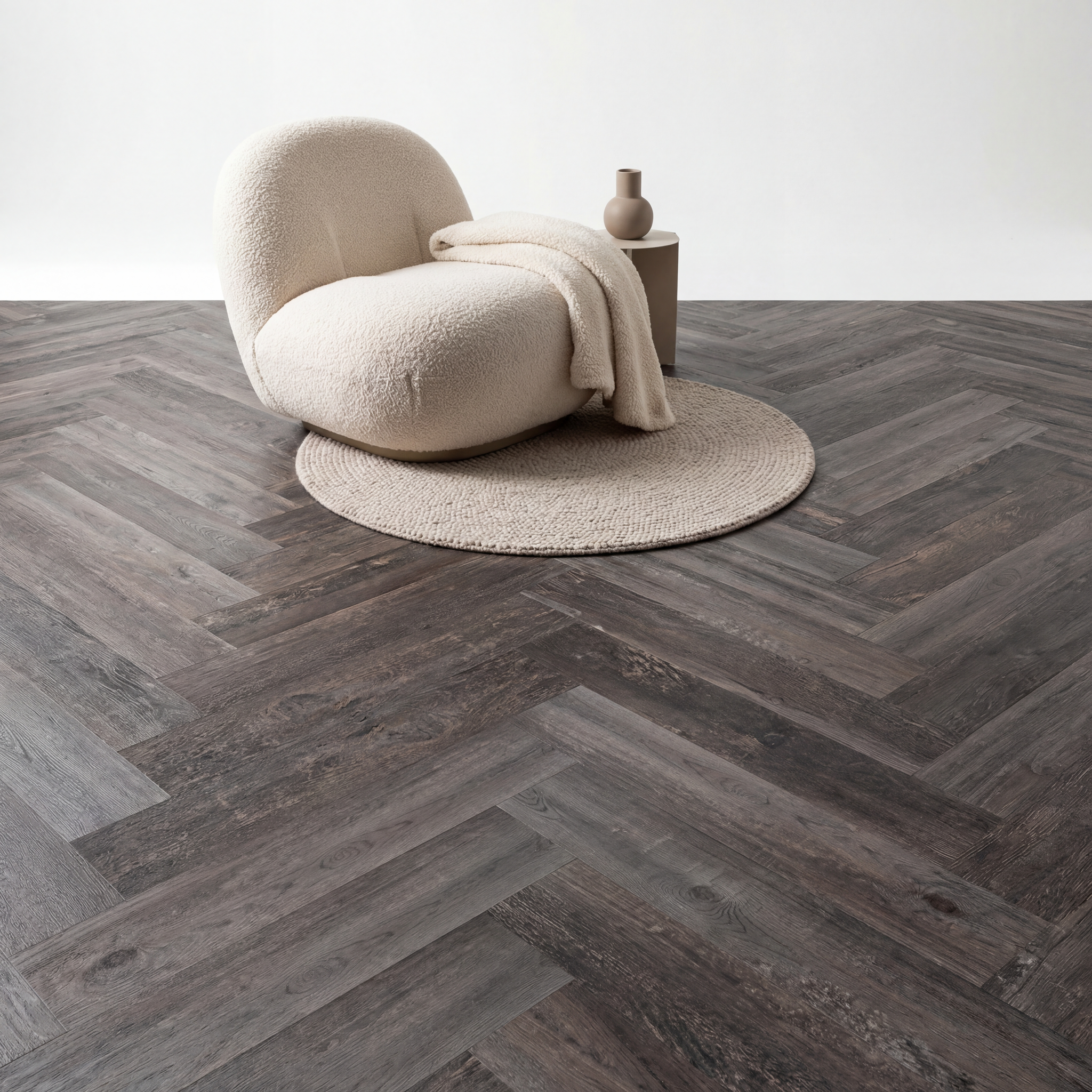 Lux Tenebrae Chevrons Chêne Noir Brûlé Panneau PVC