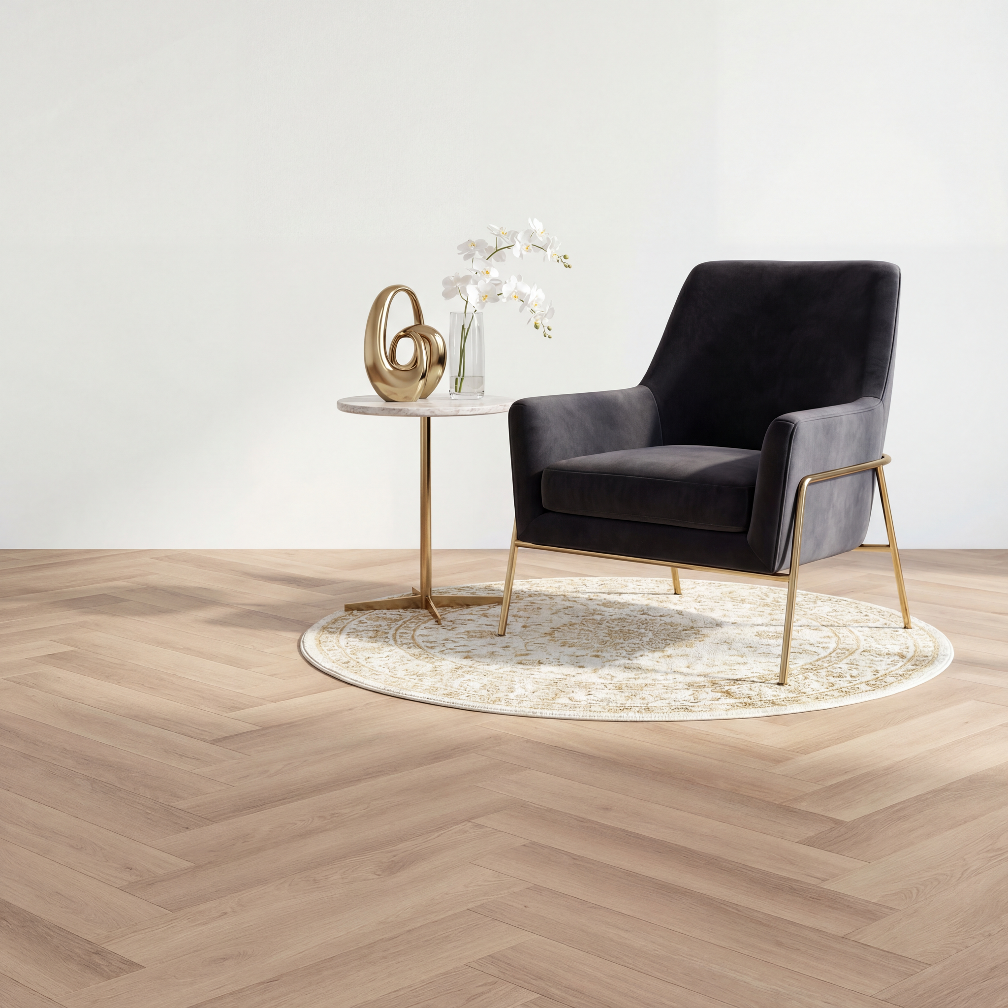 Altessa Chevrons Blanc Blanchi Fumé PVC à coller