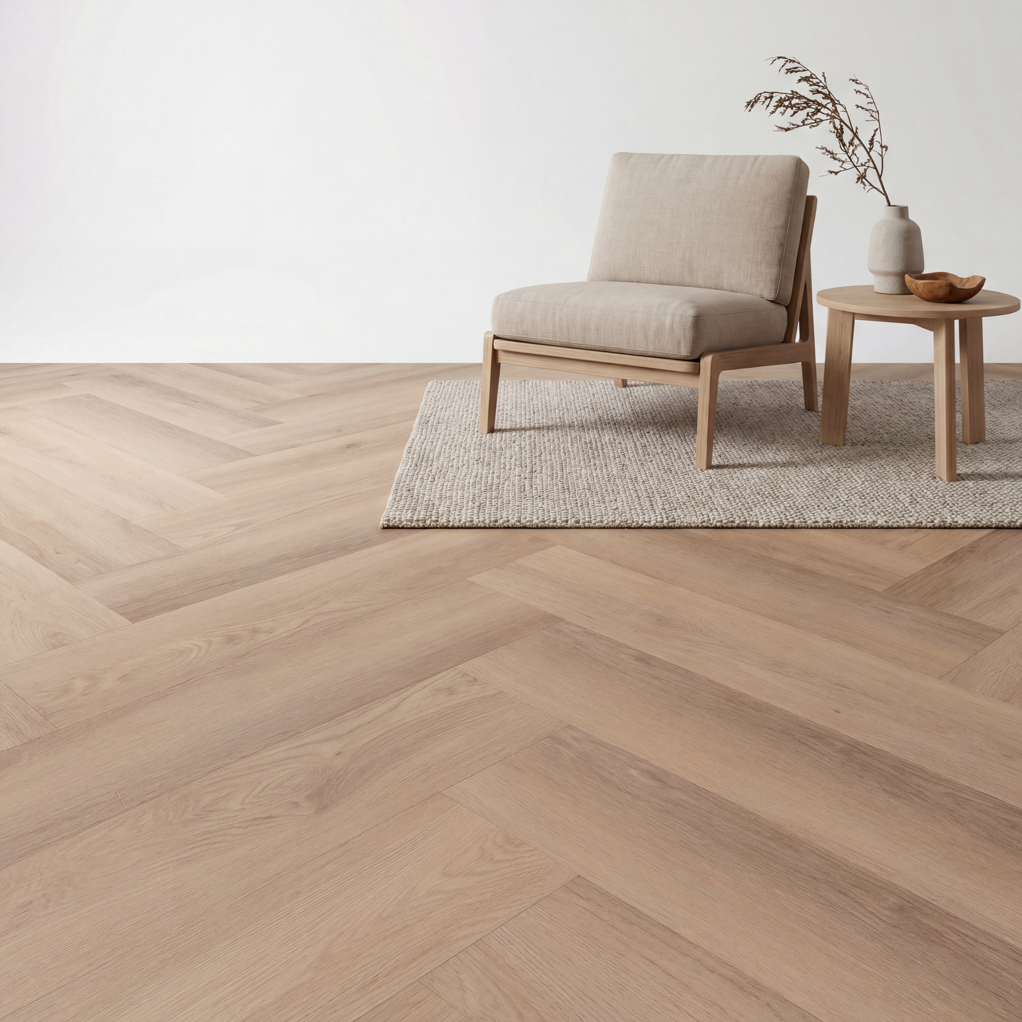 Altessa Chevrons Blanc Blanchi Fumé PVC à coller