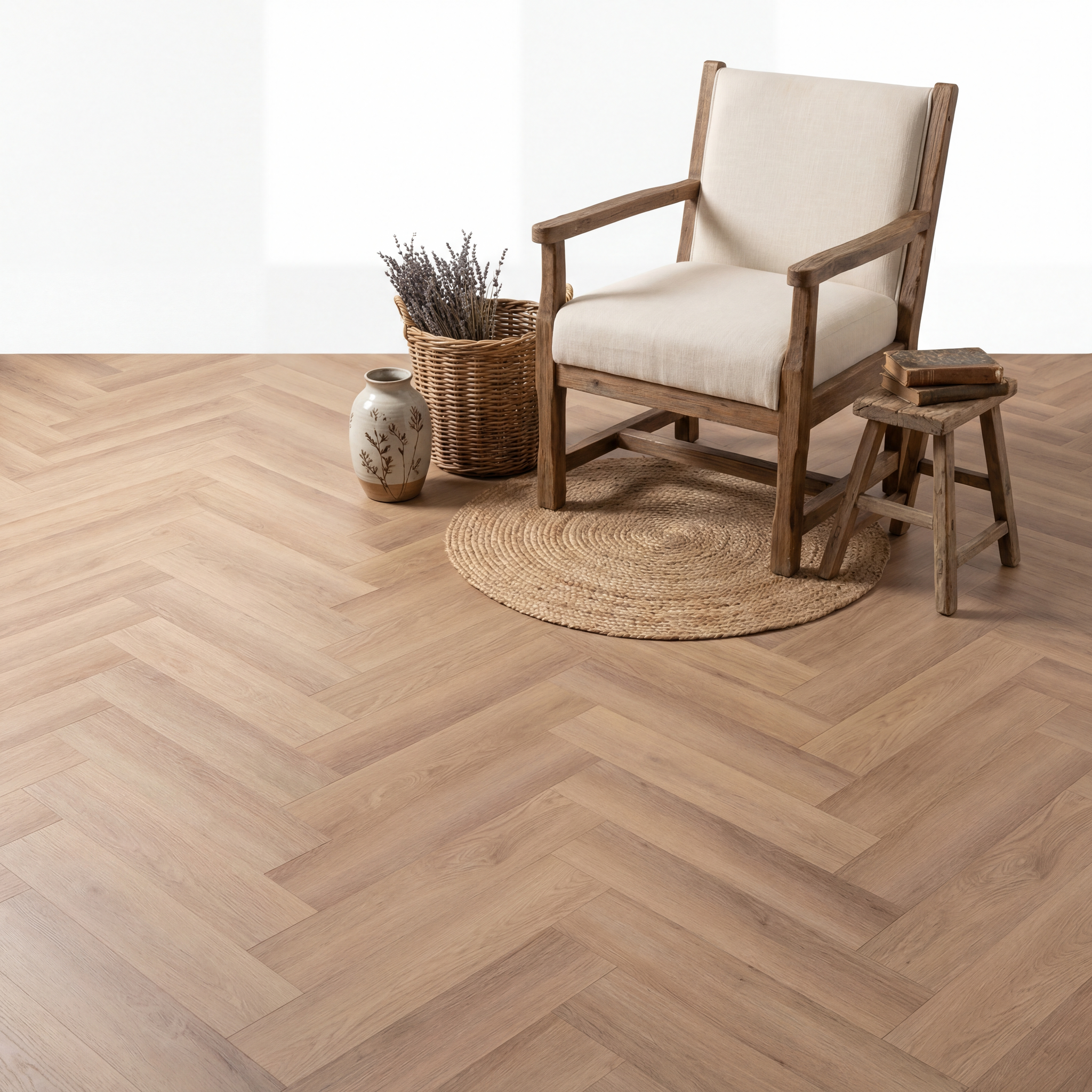 Altessa Chevrons Blanc Blanchi Fumé PVC à coller