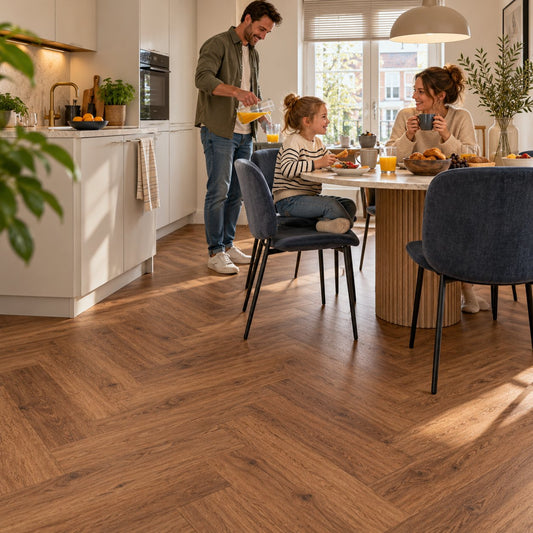 Dunea Visgraat Dark Oak Klik PVC - Vloerenbeer