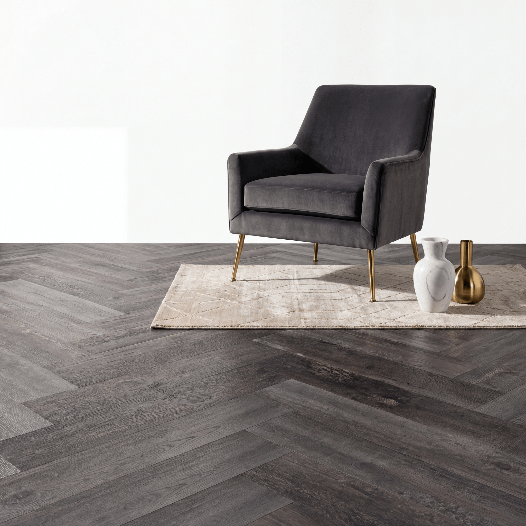 Lux Tenebrae Visgraat Charred Black Oak Plak PVC - Vloerenbeer