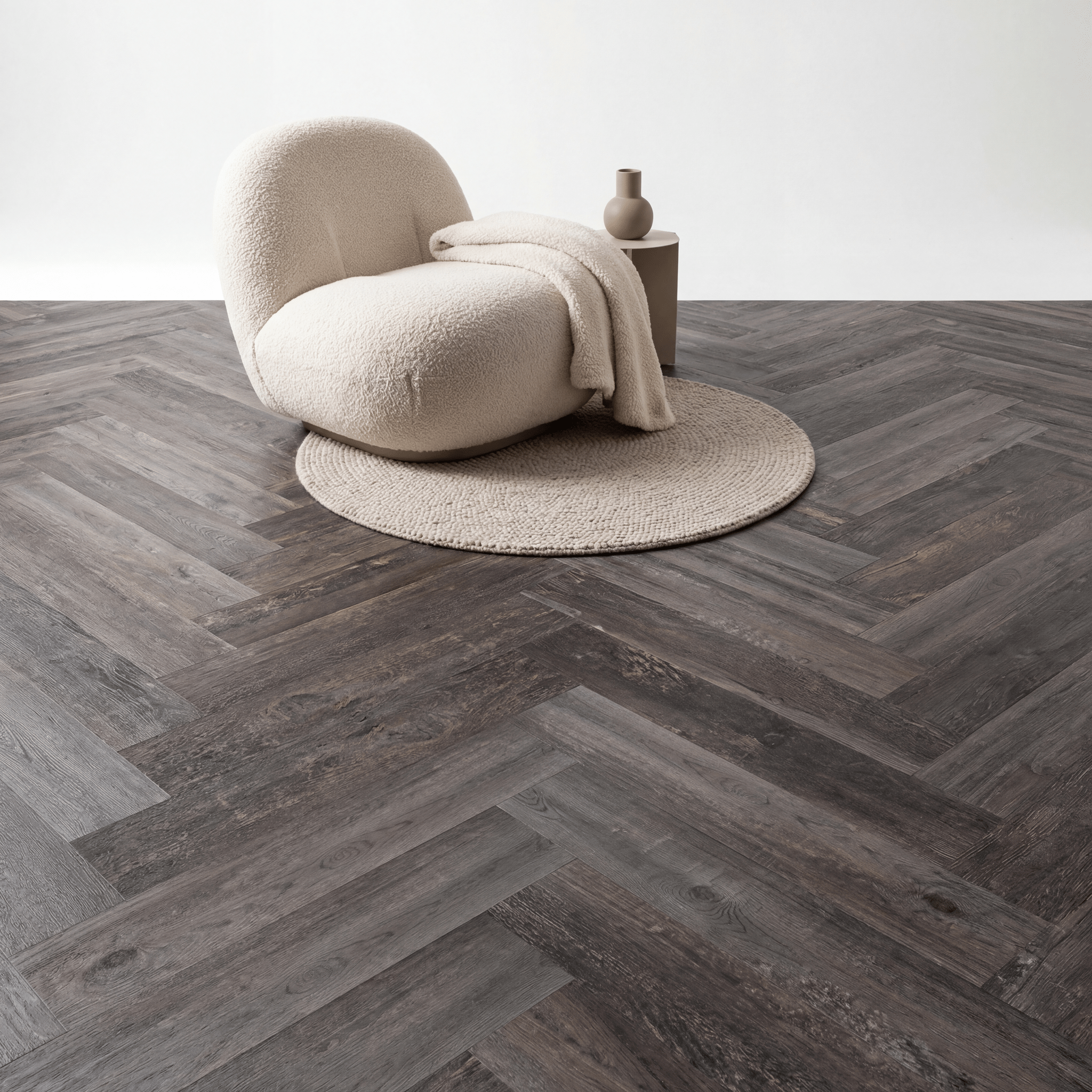Lux Tenebrae Visgraat Charred Black Oak Plak PVC - Vloerenbeer
