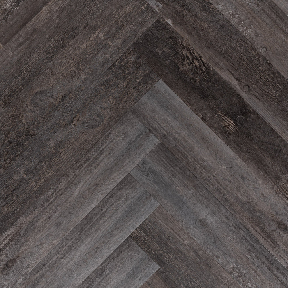 Lux Tenebrae Visgraat Charred Black Oak Plak PVC - Vloerenbeer