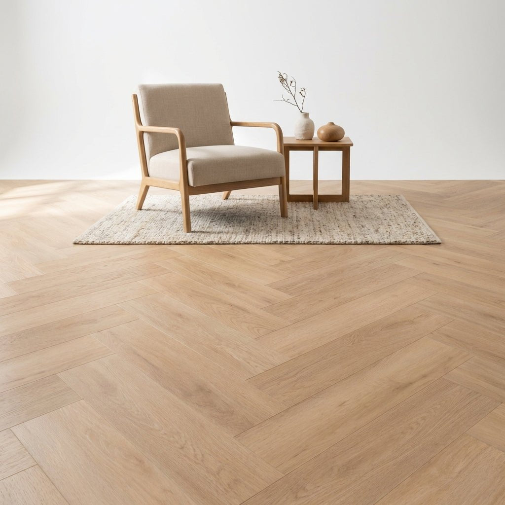 Madera Visgraat Beige Plak PVC - Vloerenbeer