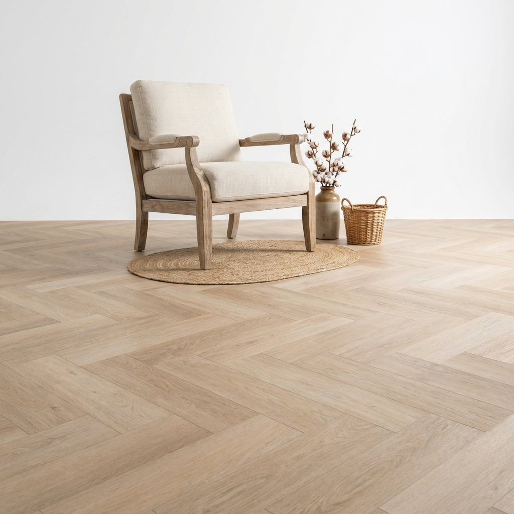 Madera Visgraat White Wash Smoky Plak PVC - Vloerenbeer