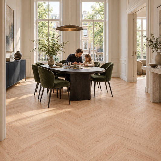 Natura Visgraat Beige Oak Klik PVC - Vloerenbeer