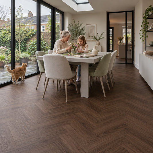 Pure Visgraat Brown Plak PVC - Vloerenbeer