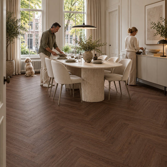Pure Visgraat Brown Plak PVC - Vloerenbeer