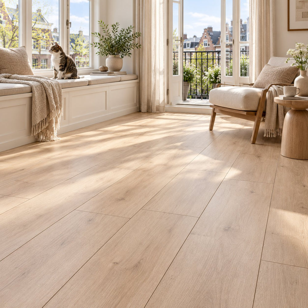 Armonia Large Sorento 8mm Extra Breed Laminaat in een Nederlands interieur
